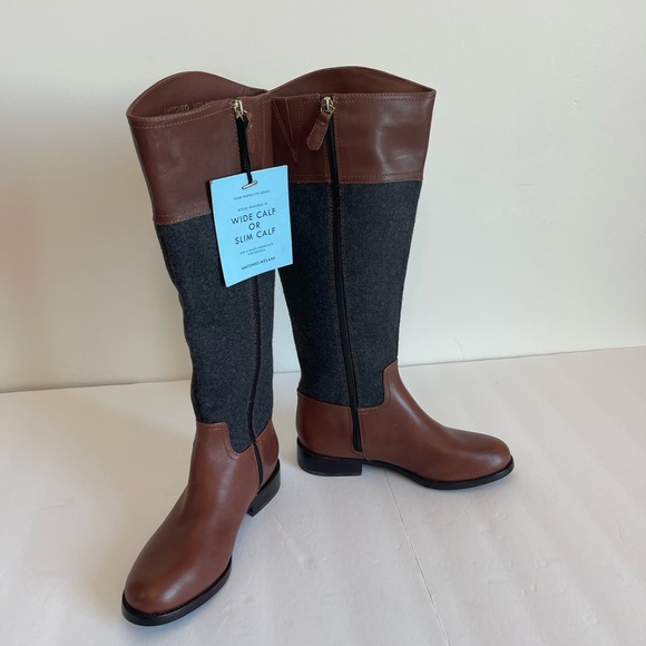 Antonio Melani Conellie Riding Boots Brown size 6 wool flannel and leather - Picture 4 of 14